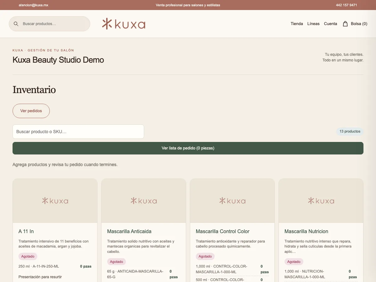 Inventario KUXA del salón
